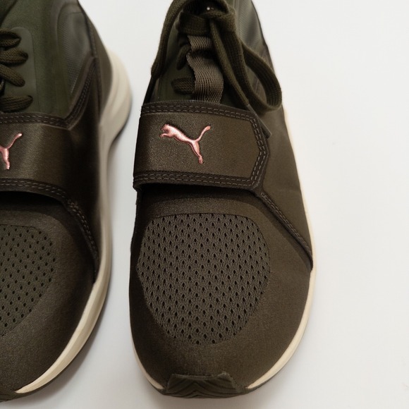 Puma Phenom Running Shoes Womens 6.5 Olive Green Rose Gold High Top - Picture 5 of 16